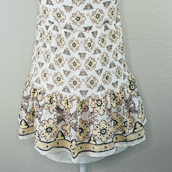 A.L.C. White Floral Print Sleeveless Tiered Scoop Neck Cami Tank Blouse XS/Small - Picture 9 of 11